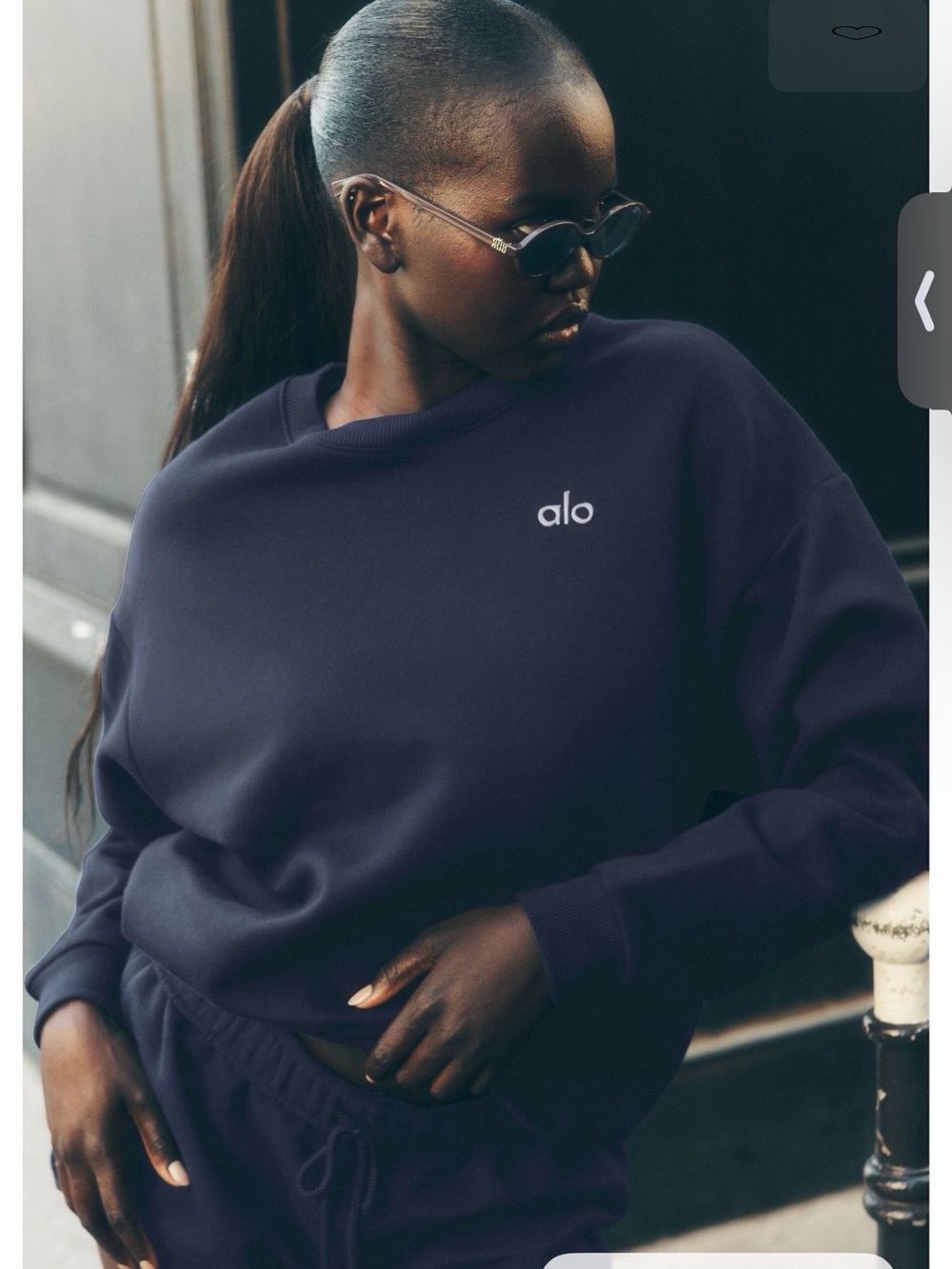 Alo Women's Navy Crewneck Sweatshirt